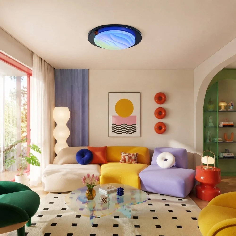 Walnut RGB Dynamic Sky Flush Mount Ceiling Light detail