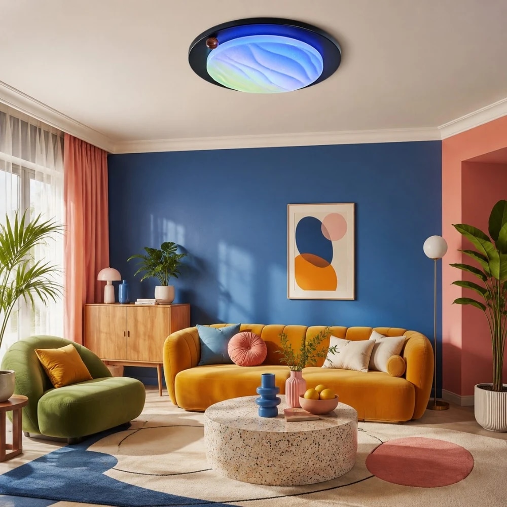Walnut RGB Dynamic Sky Flush Mount Ceiling Light detail