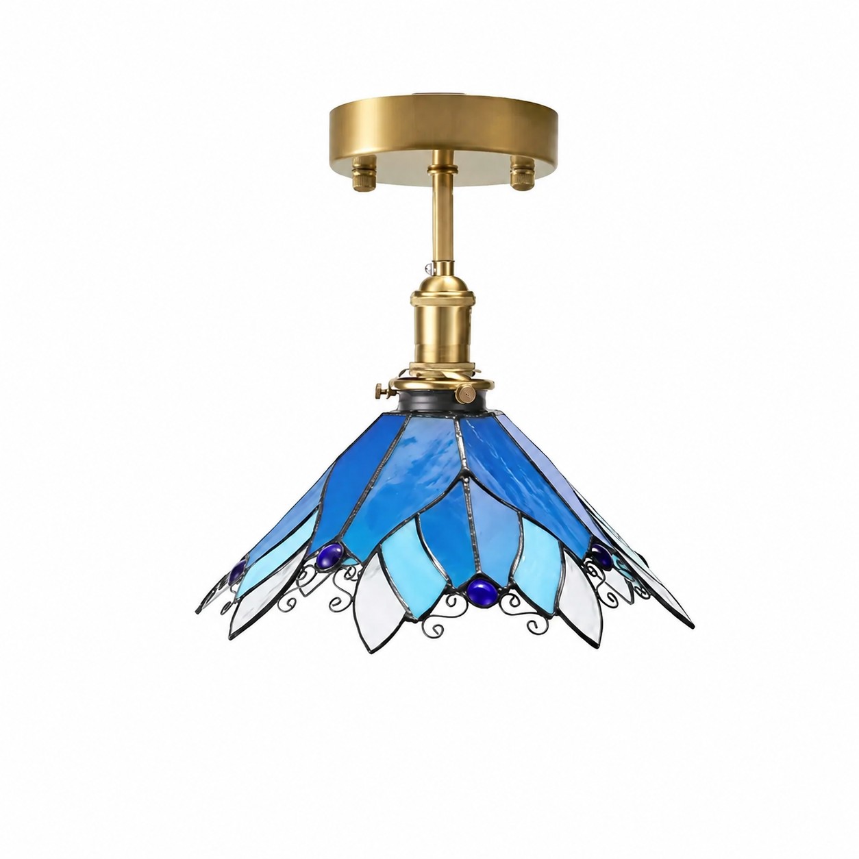 Blue glass ceiling light