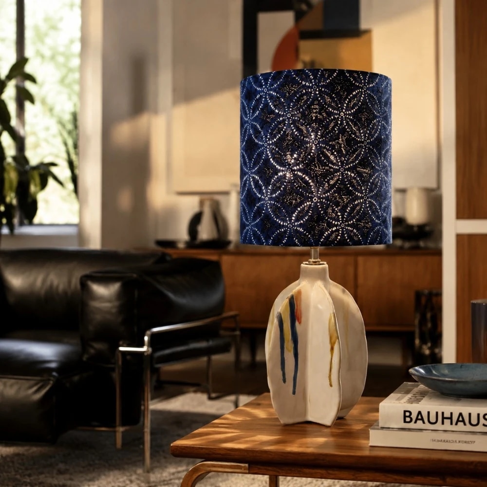 Blue Botanical Ceramic Table Lamp detail