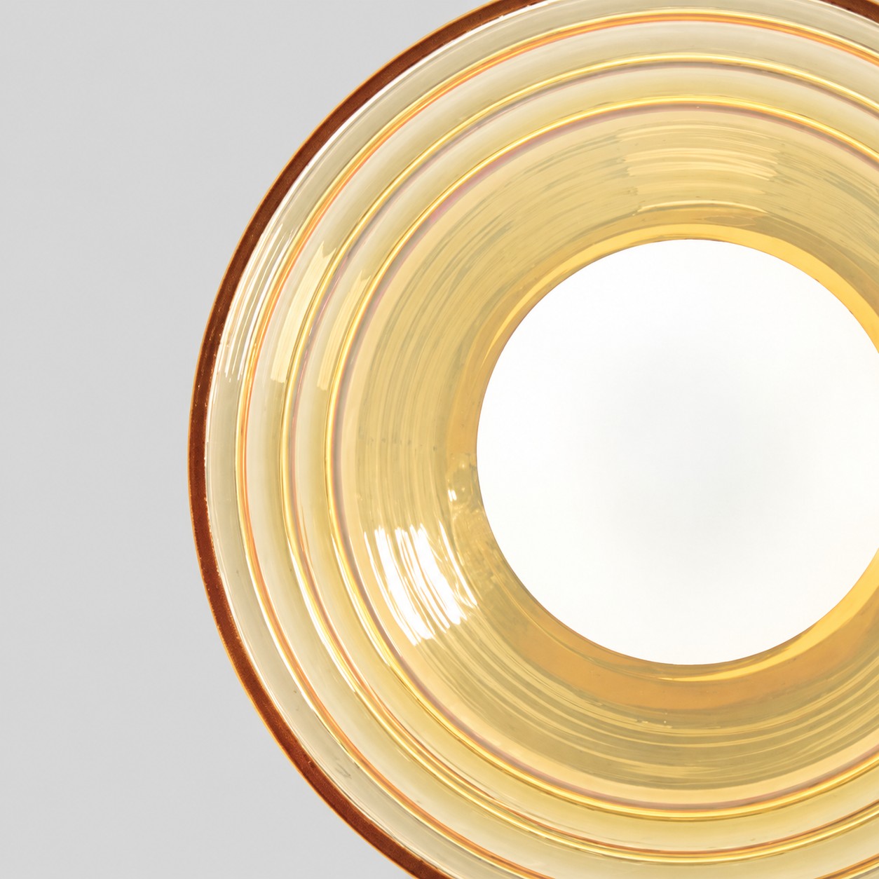 Light Yellow Glass Ceiling Light With Chrome Canopy shade detail