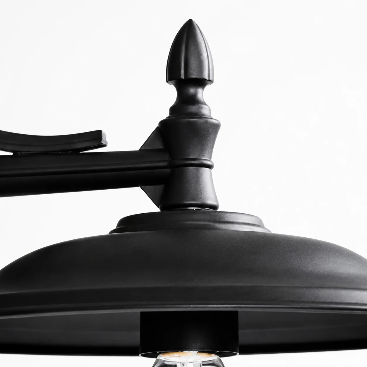 Matte Black finial and arm detail