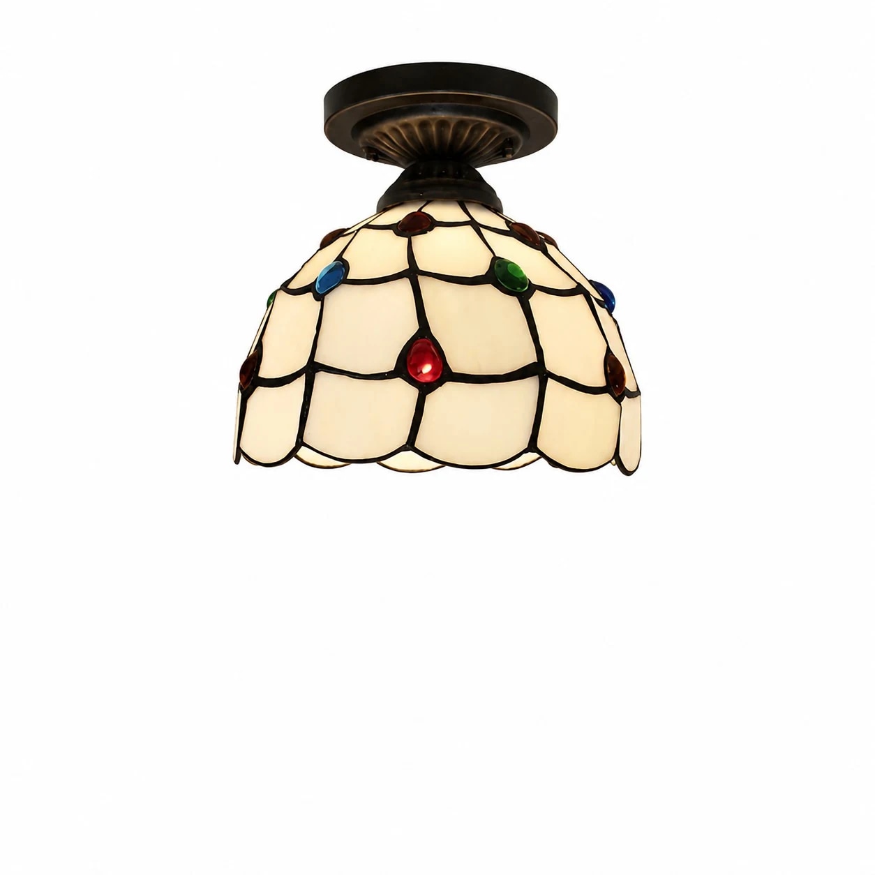 20 cm 1-Light Clear Glass Silver Shell flush mount light