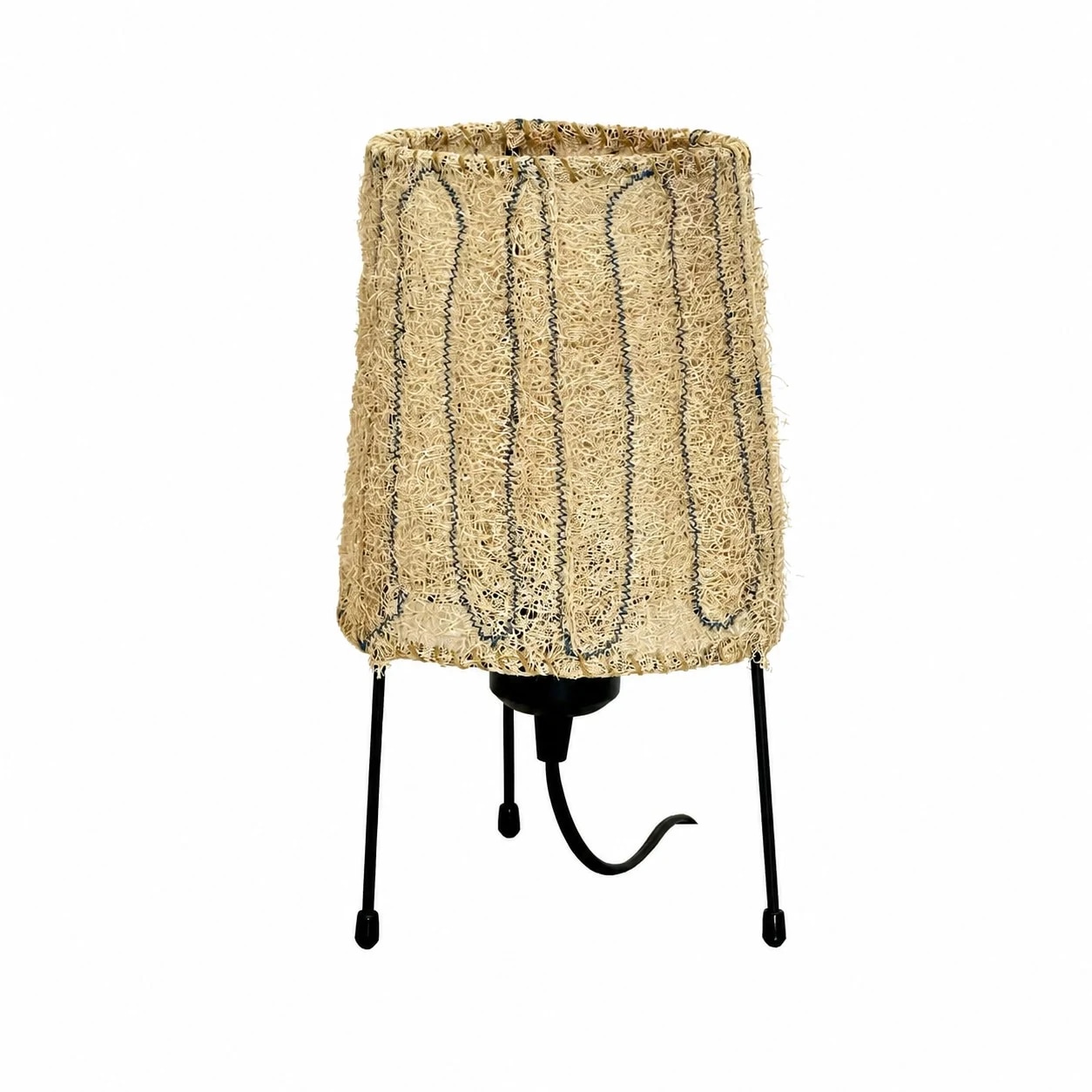 Natural woven fiber table lamp variant
