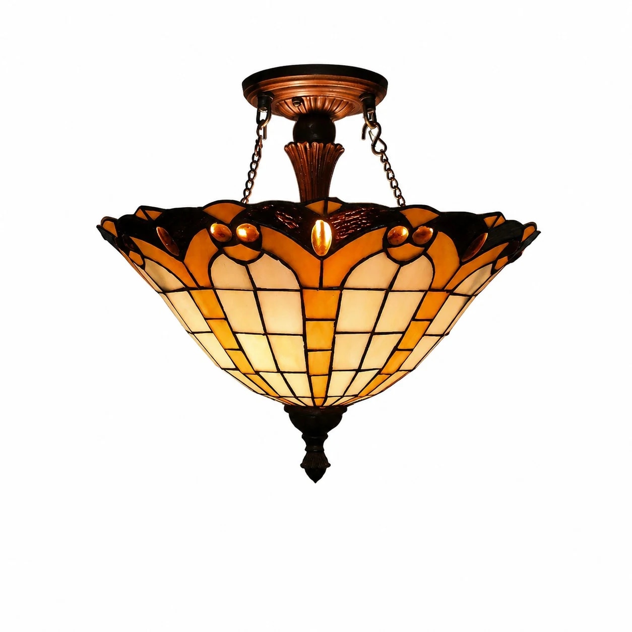 40 cm 2-Light Antique Red Copper Silver Shell flush mount light