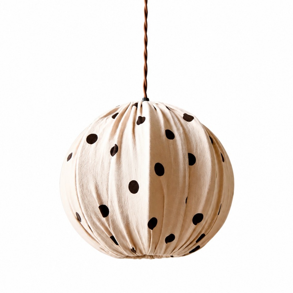 Large cream polka dot globe pendant lamp