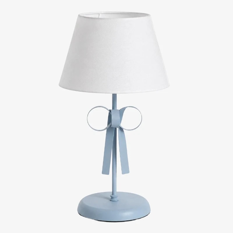 Abajur de mesa com cúpula branca e corpo azul