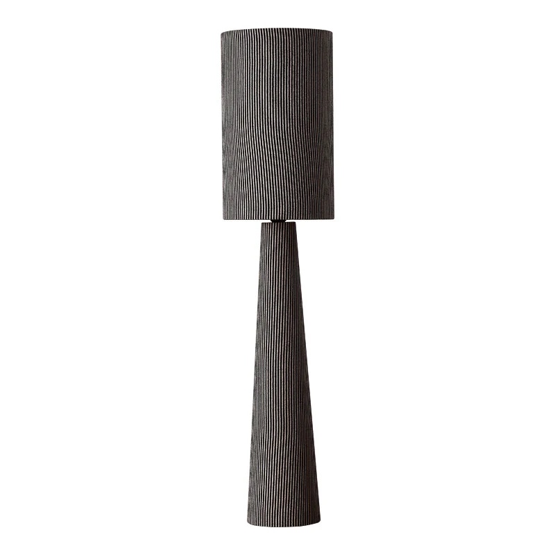 Gray striped fabric floor lamp on a clean background