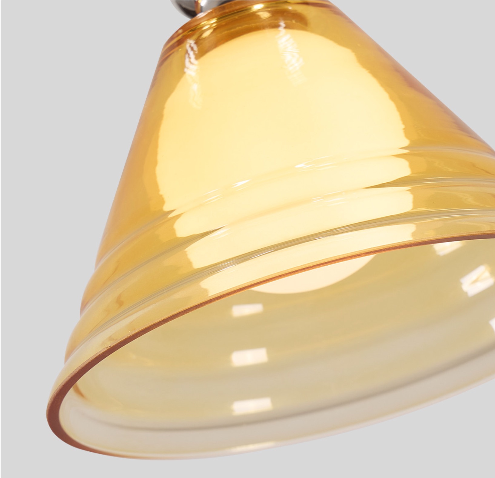Light Yellow Glass Ceiling Light With Chrome Canopy detail