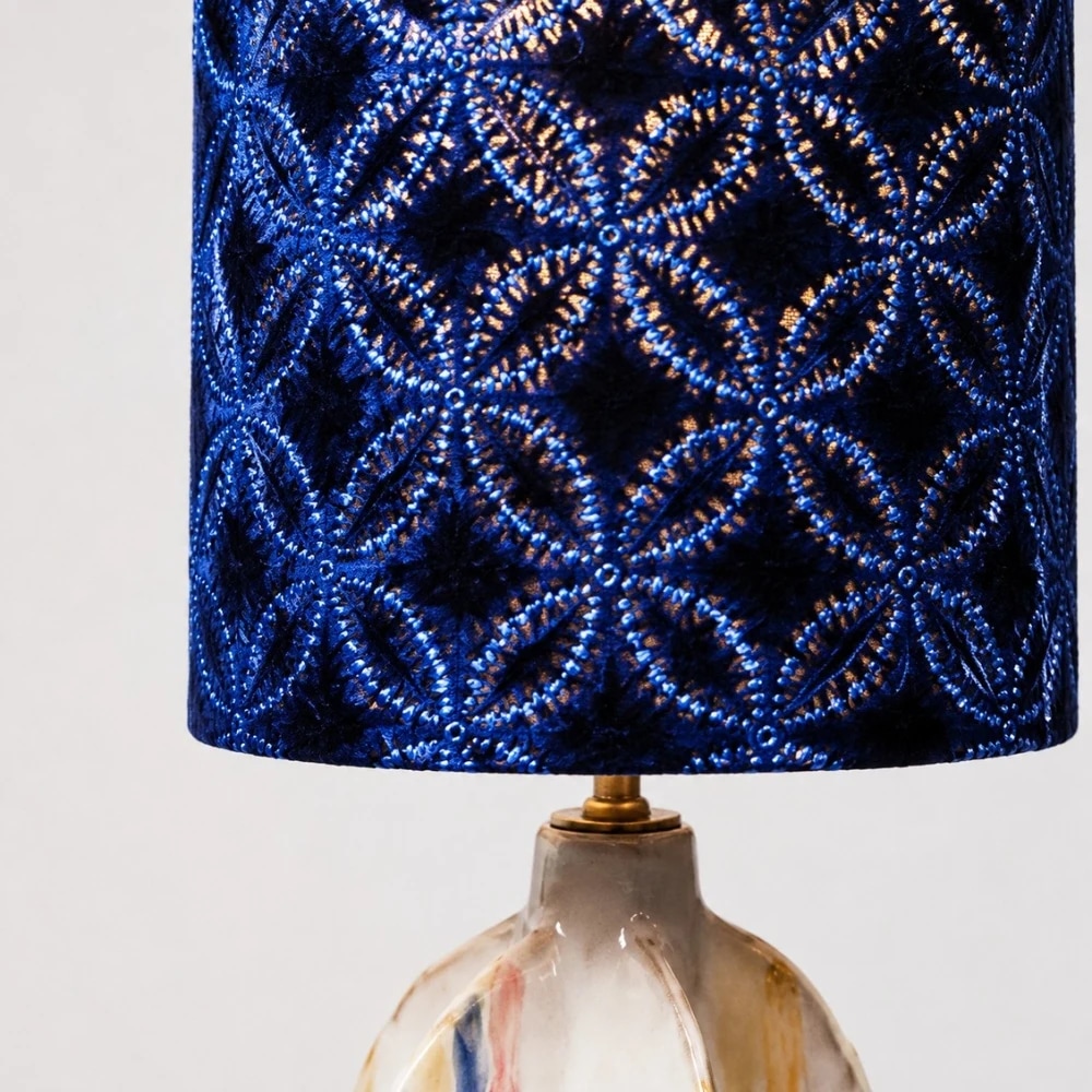 Blue Botanical Ceramic Table Lamp room scene