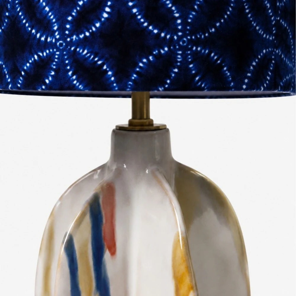 Blue Botanical Ceramic Table Lamp room scene