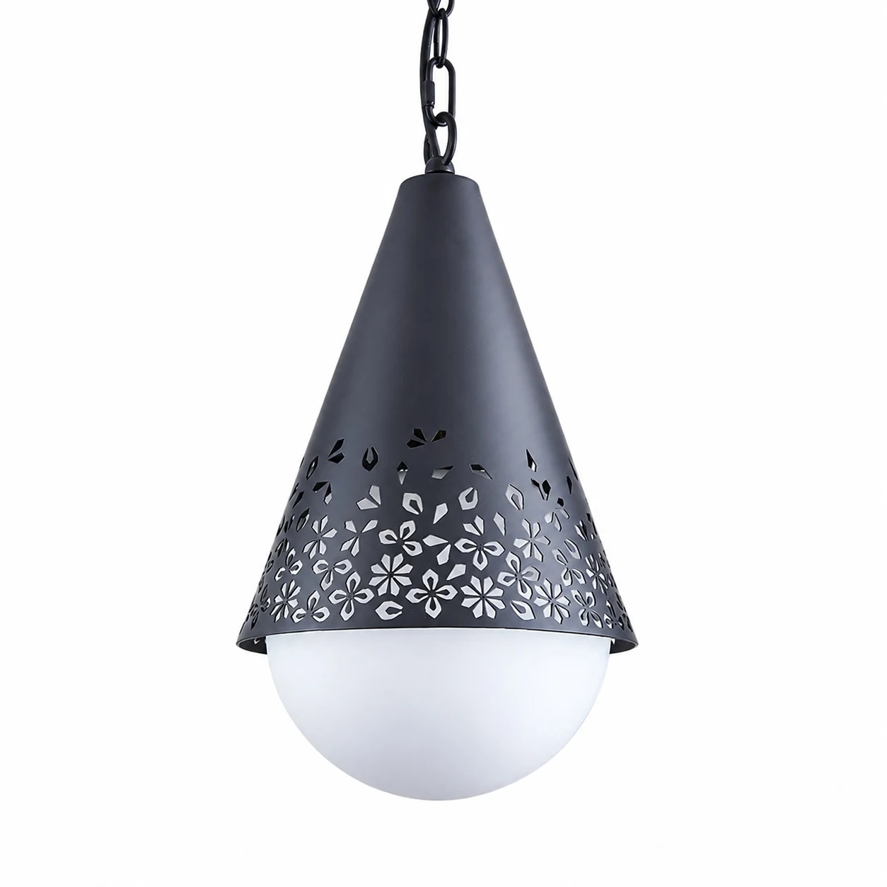 Baoxela outdoor pendant light black matte finish with white glass shade