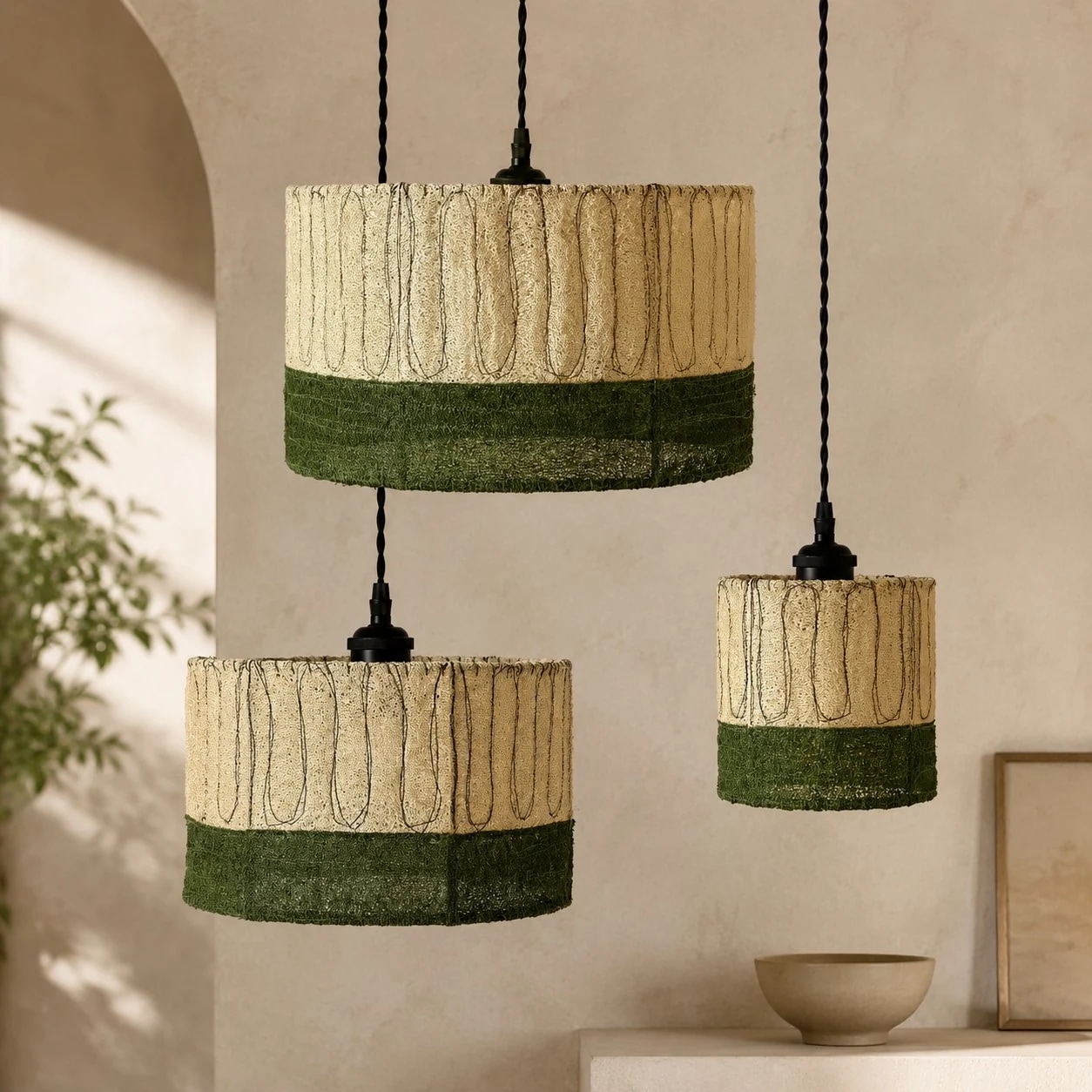 Three available pendant shade sizes