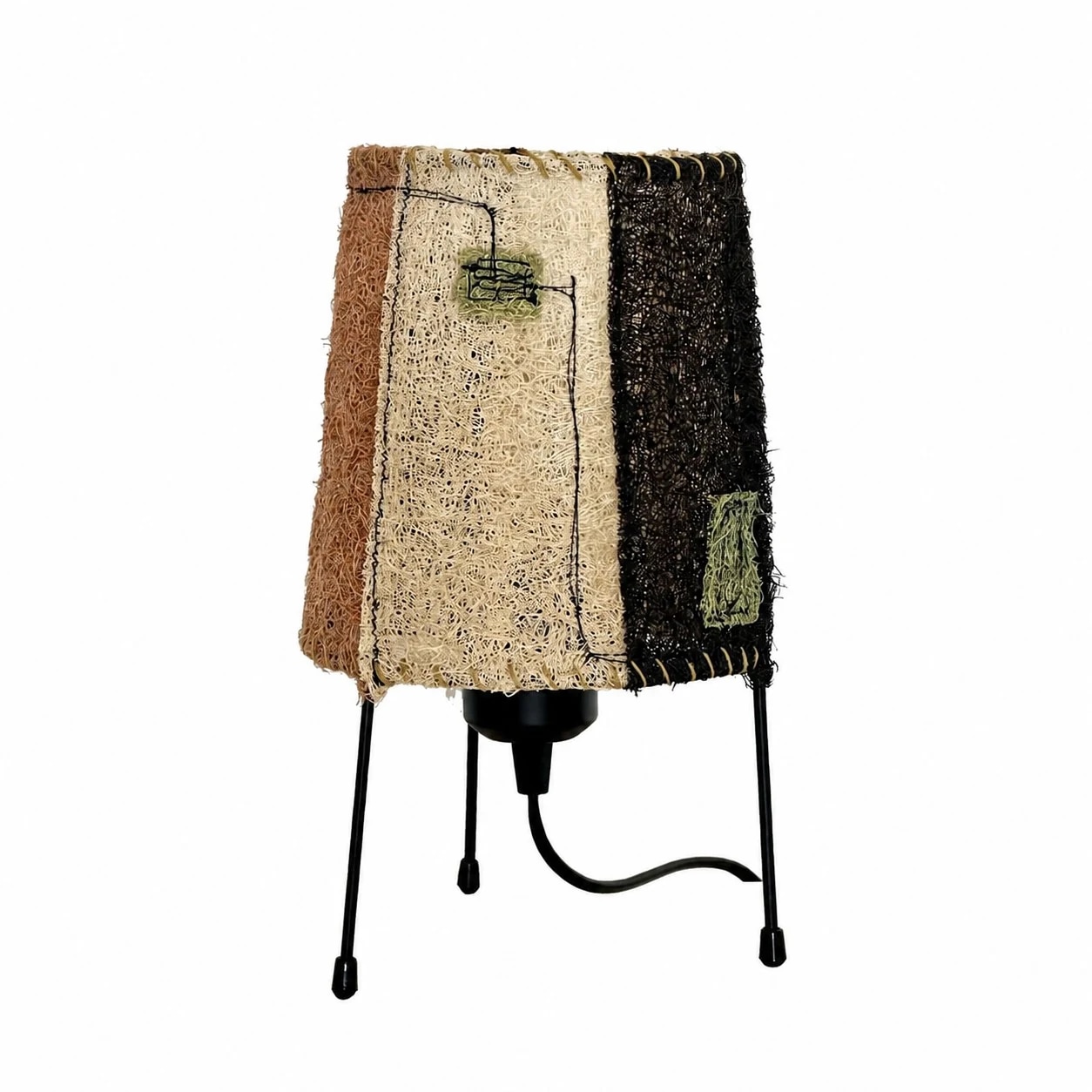 Patchwork woven fiber table lamp variant