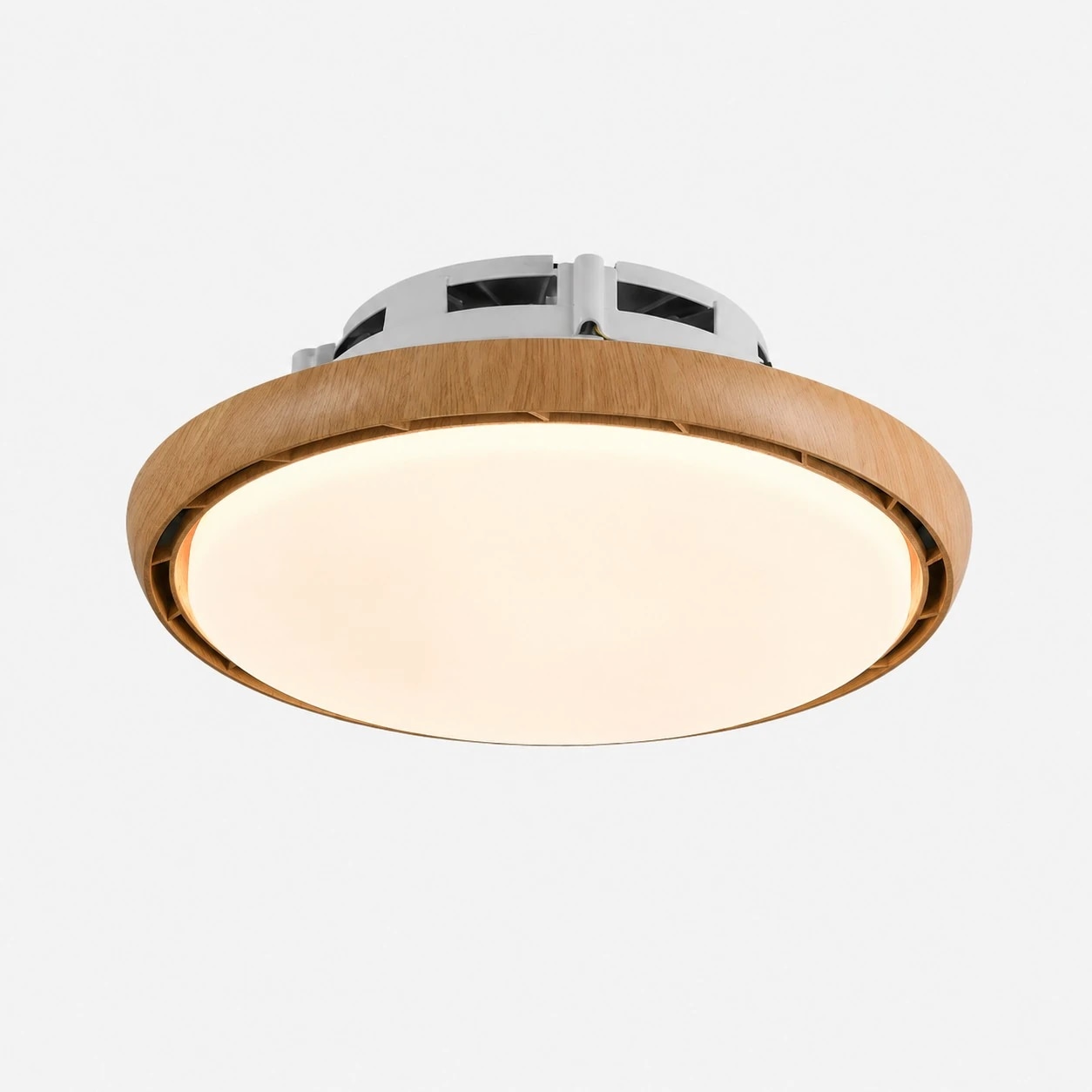 Ventilador de teto embutido estilo B em madeira natural com luz.