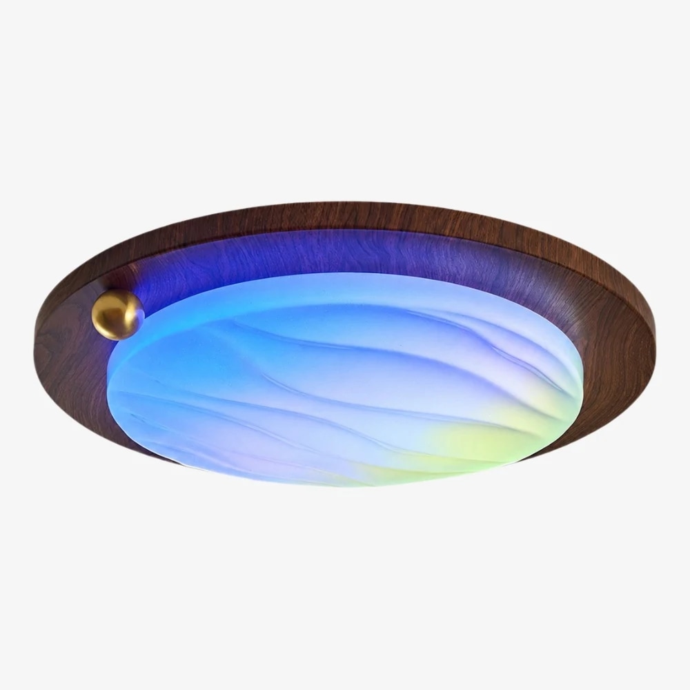 Walnut RGB Dynamic Sky Flush Mount Ceiling Light finish