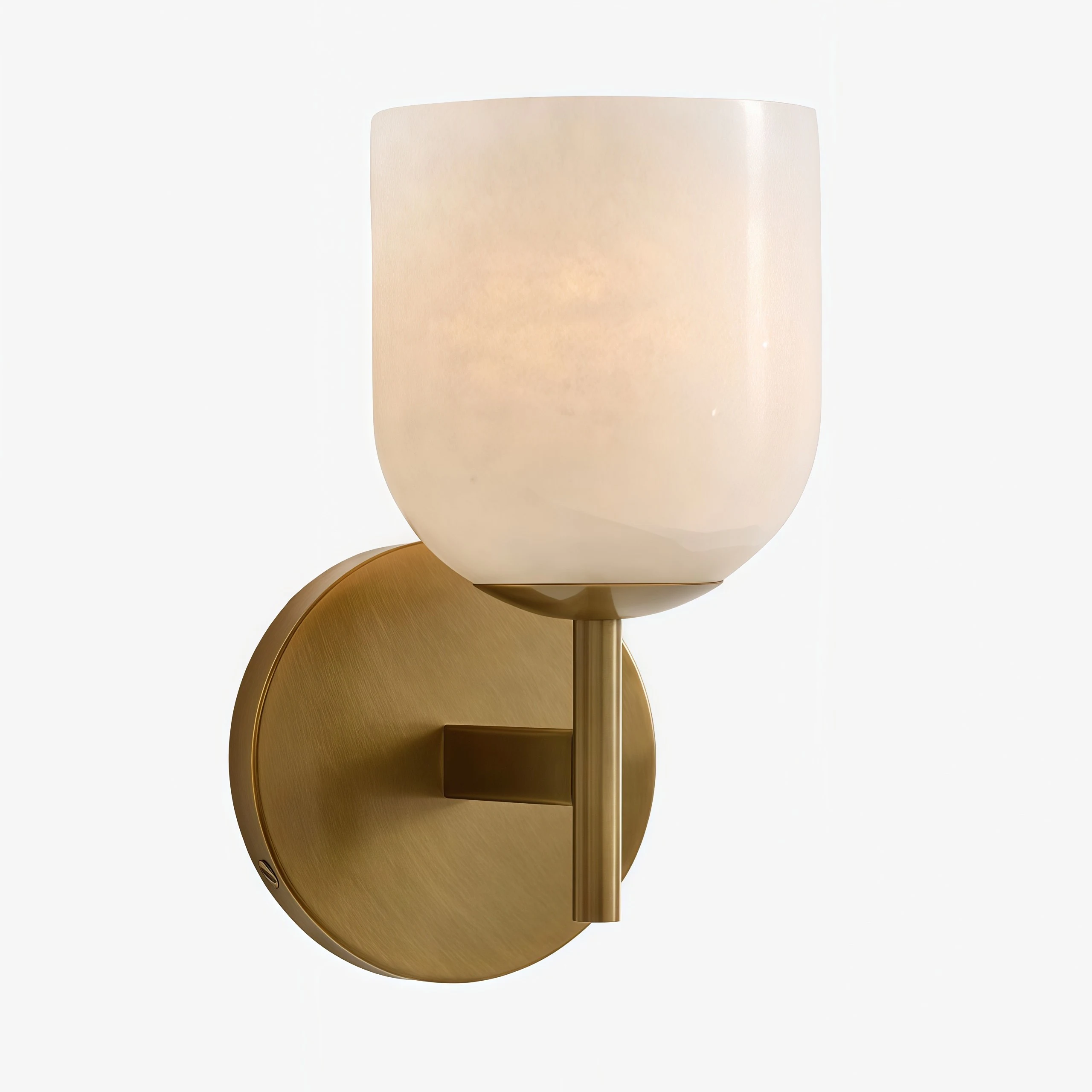 Vägglampa i vit marmor med mässingsfinish