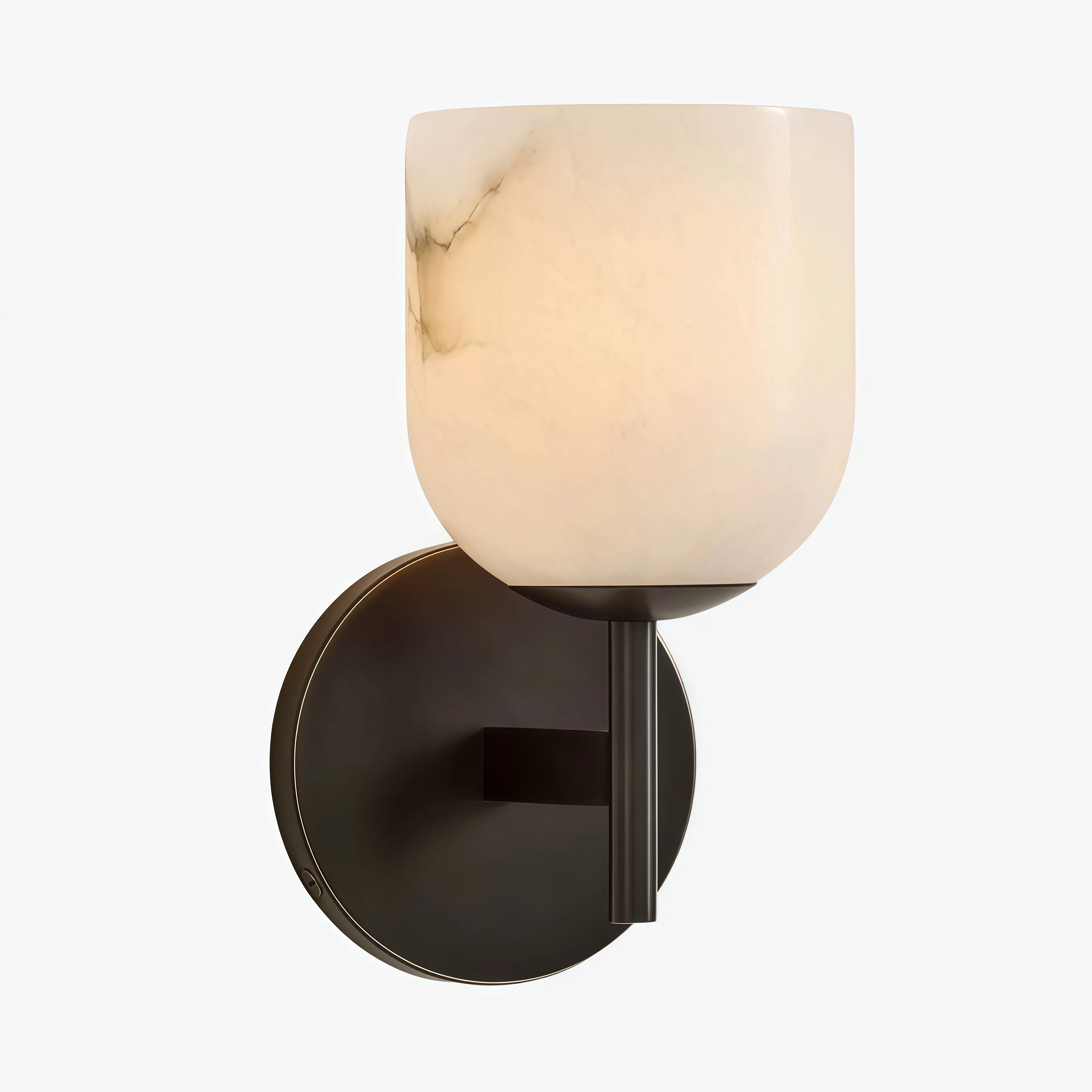Vägglampa i vit marmor med svart finish
