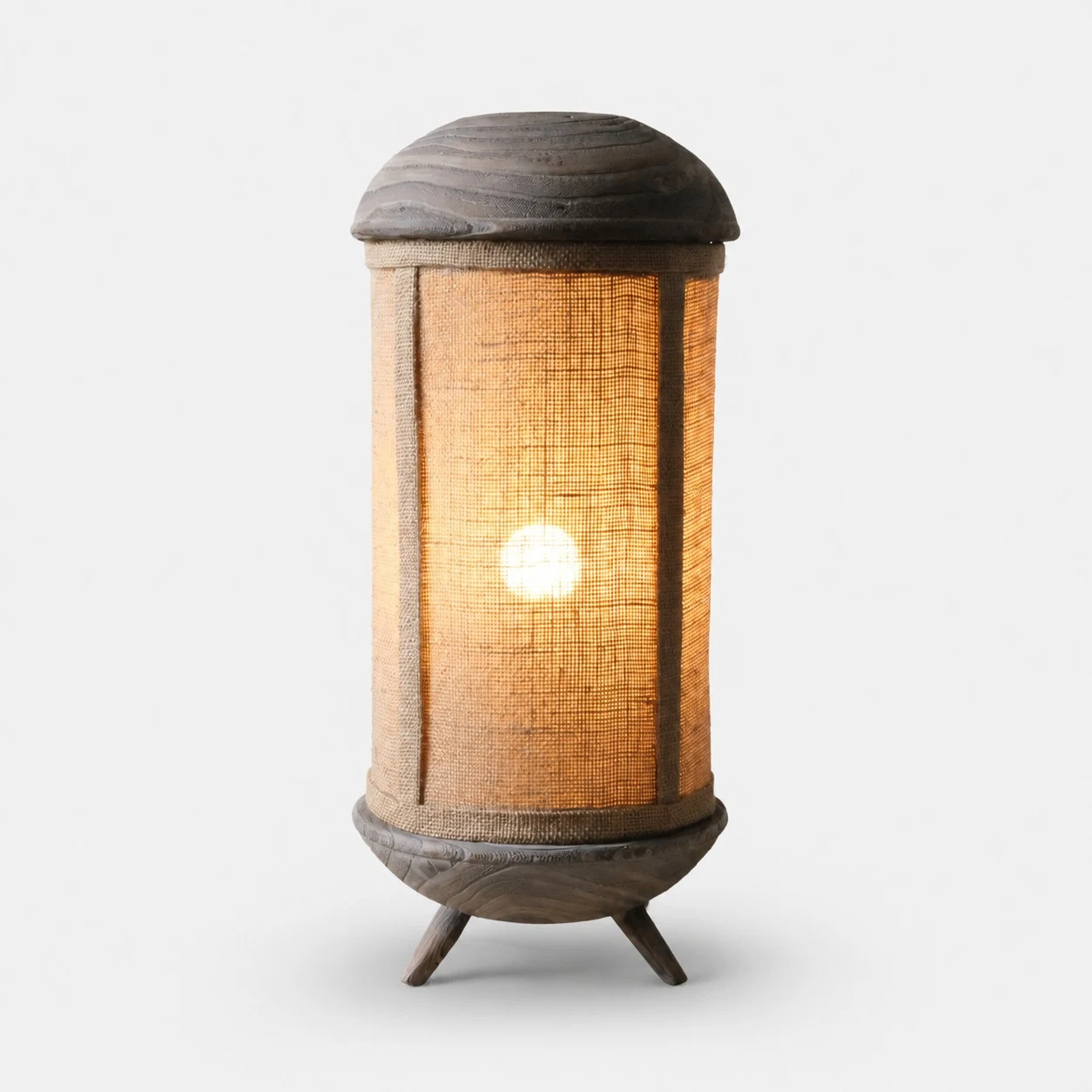 Lampada da tavolo grigia con pieghe pressate