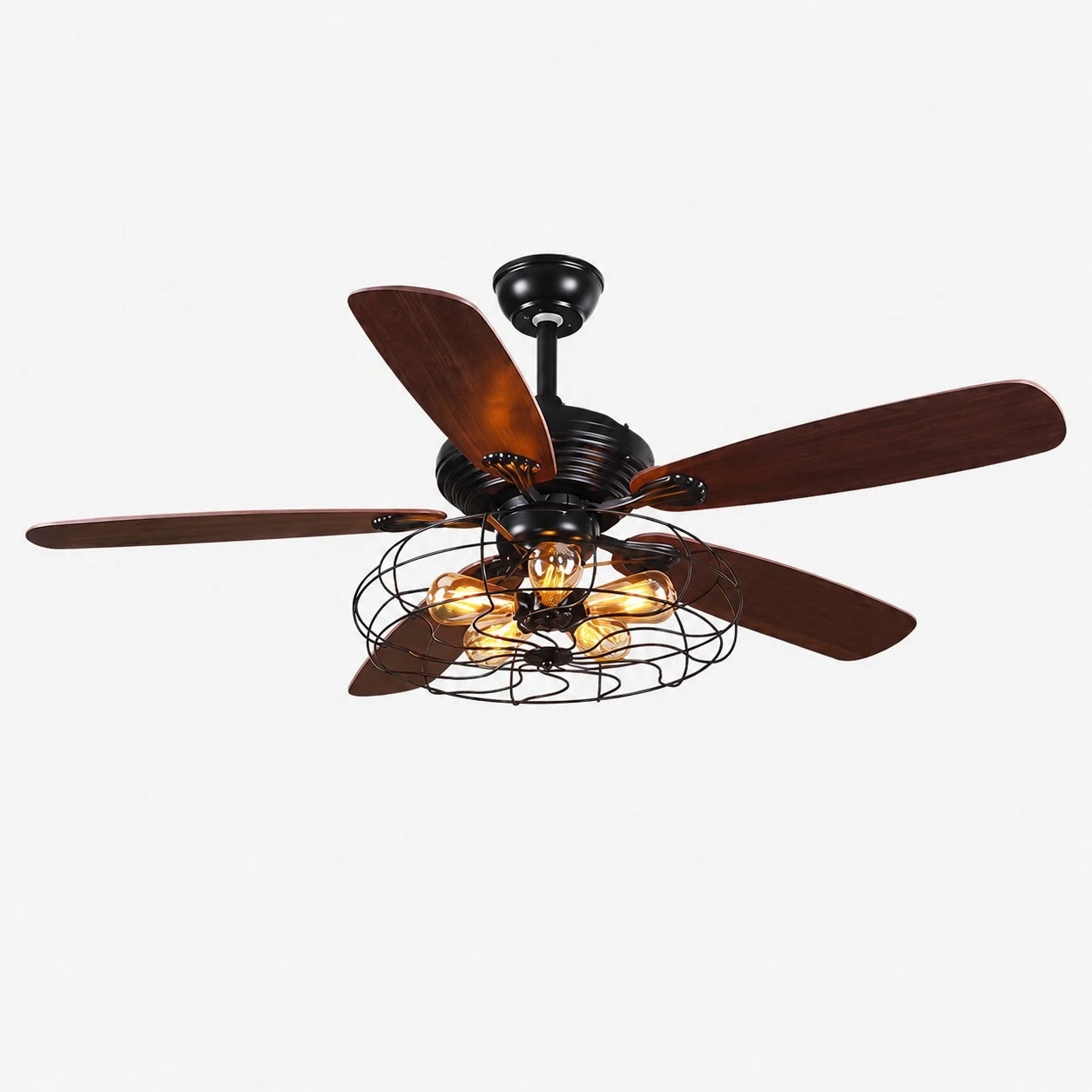 Lâminas de madeira de nogueira preta com gaiola de arame aberta / 122 cm / 48″
