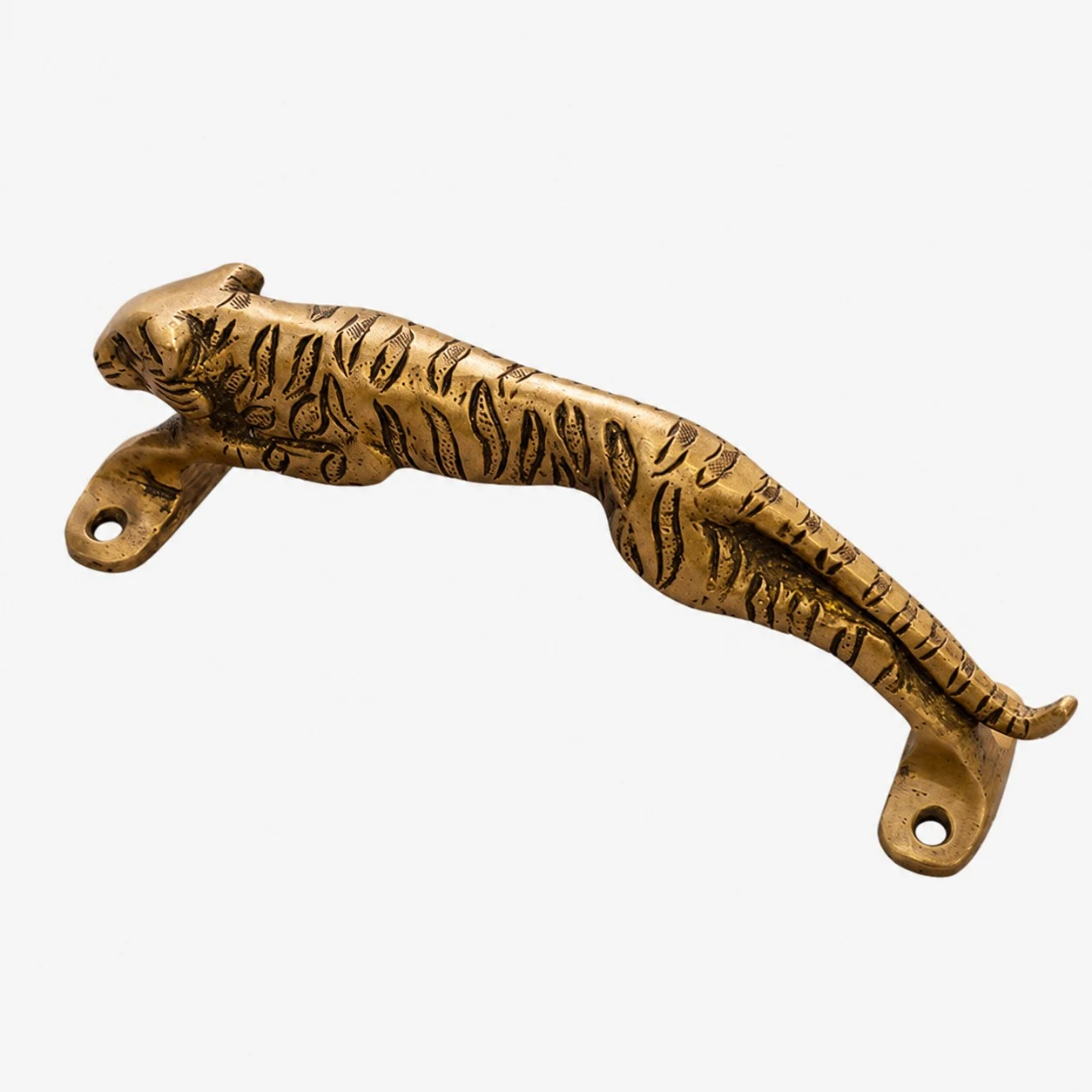 Maniglie per porte in ottone a forma di animale, realizzate a mano - Stile Jaguar in ottone anticato