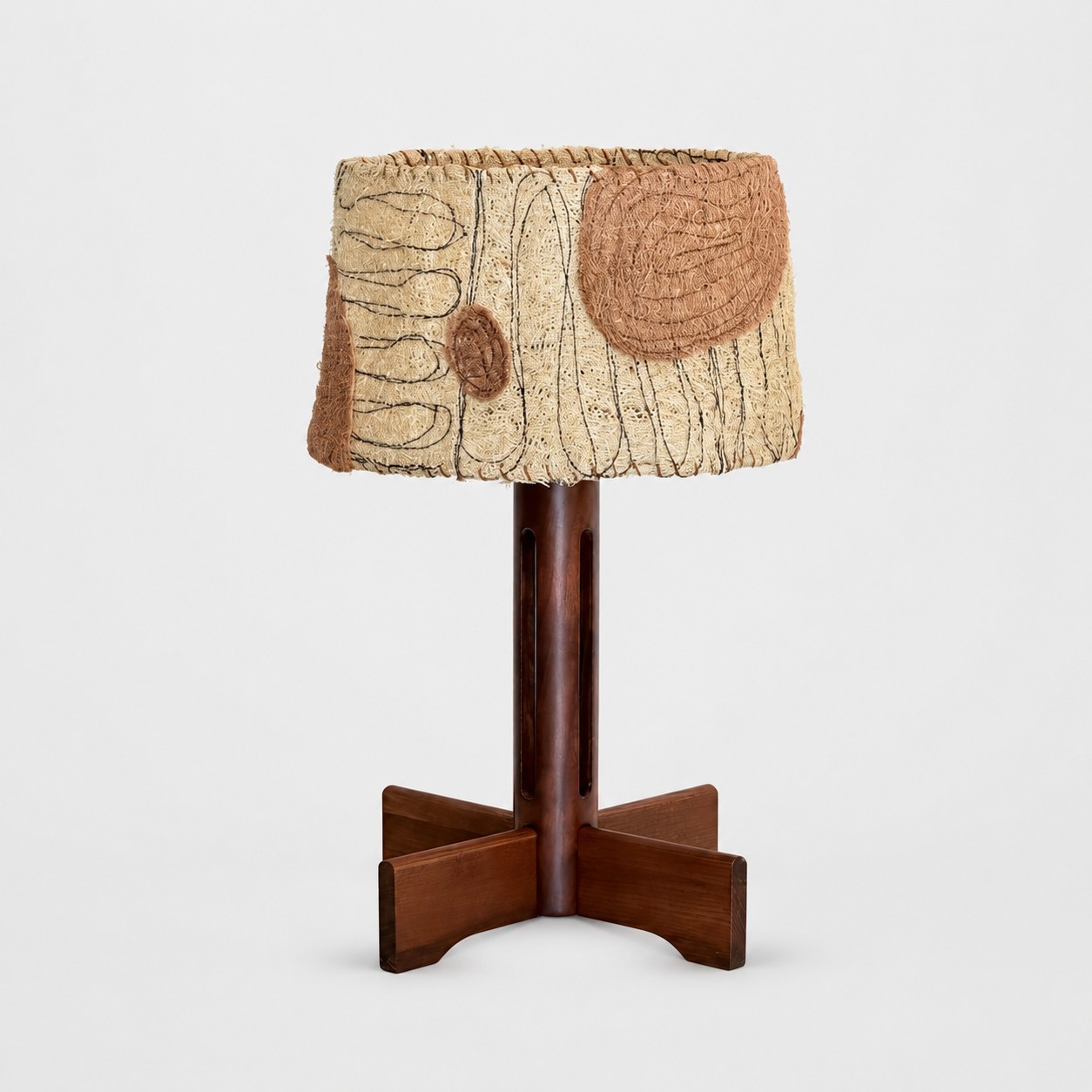 Paralume in spugna vegetale rosa chiaro naturale con base in legno