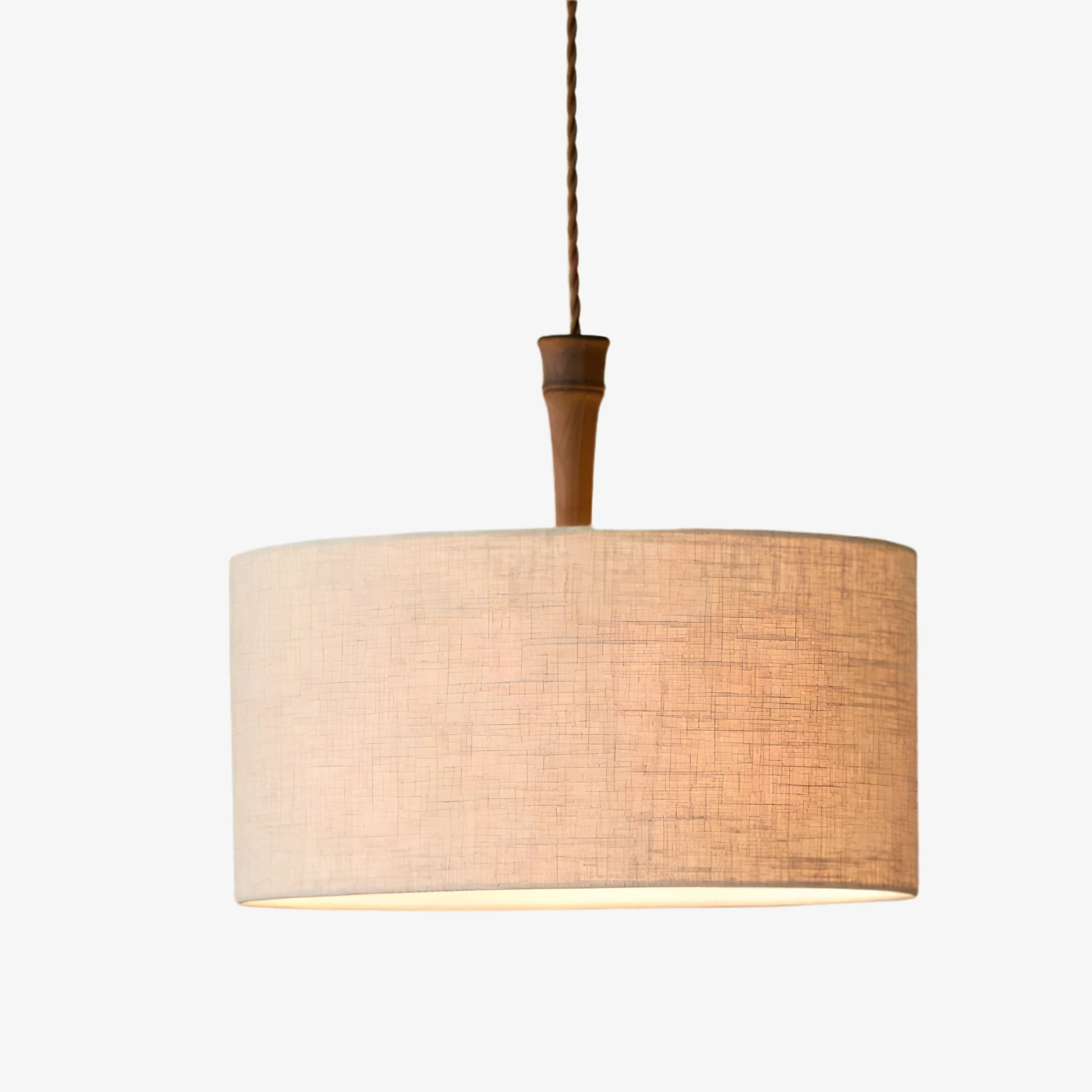 Natural linen drum pendant lamp