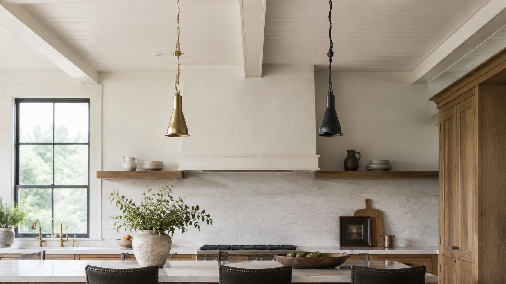 Japanese hook pendant light in a coordinated room setting