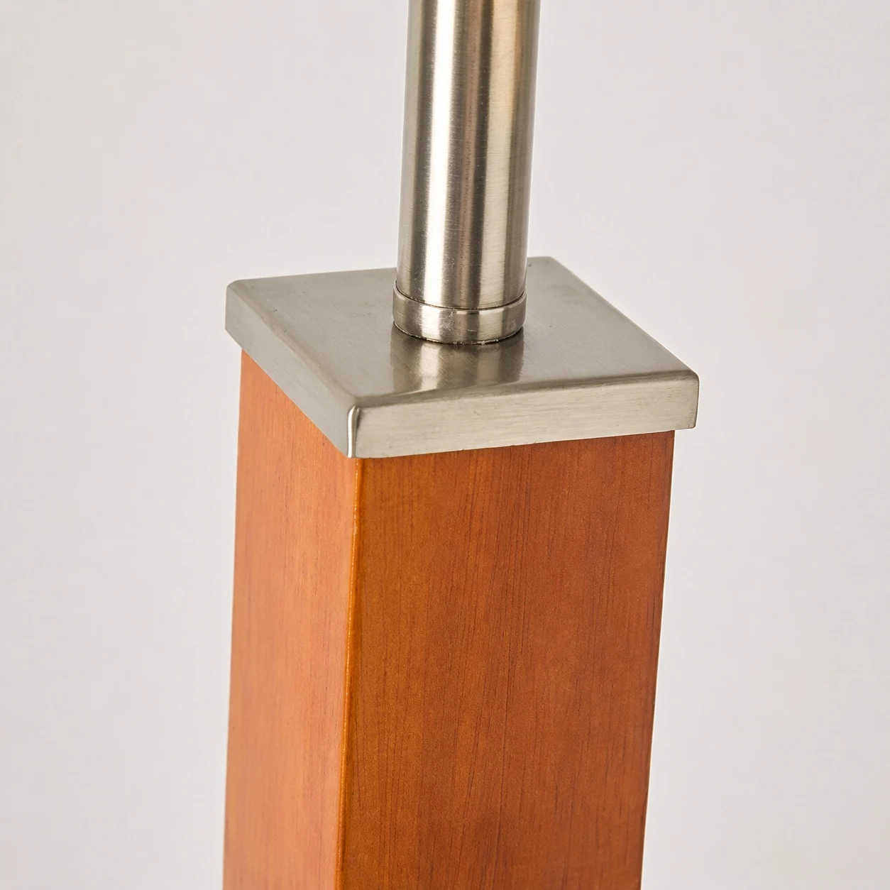 table lamp wood column and polished nickel detail