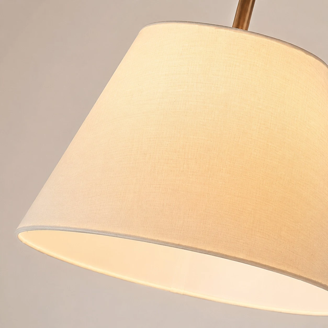 white fabric swing arm table lamp shade detail
