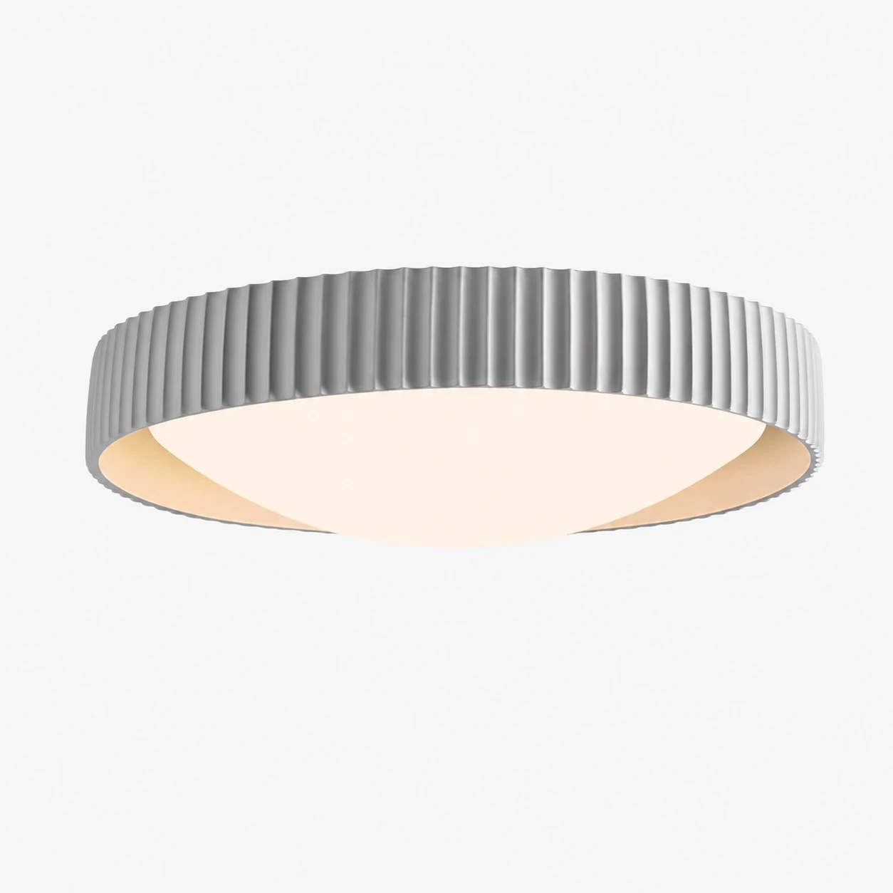 Opção de cor cinza para luminária de teto embutida com nervuras.