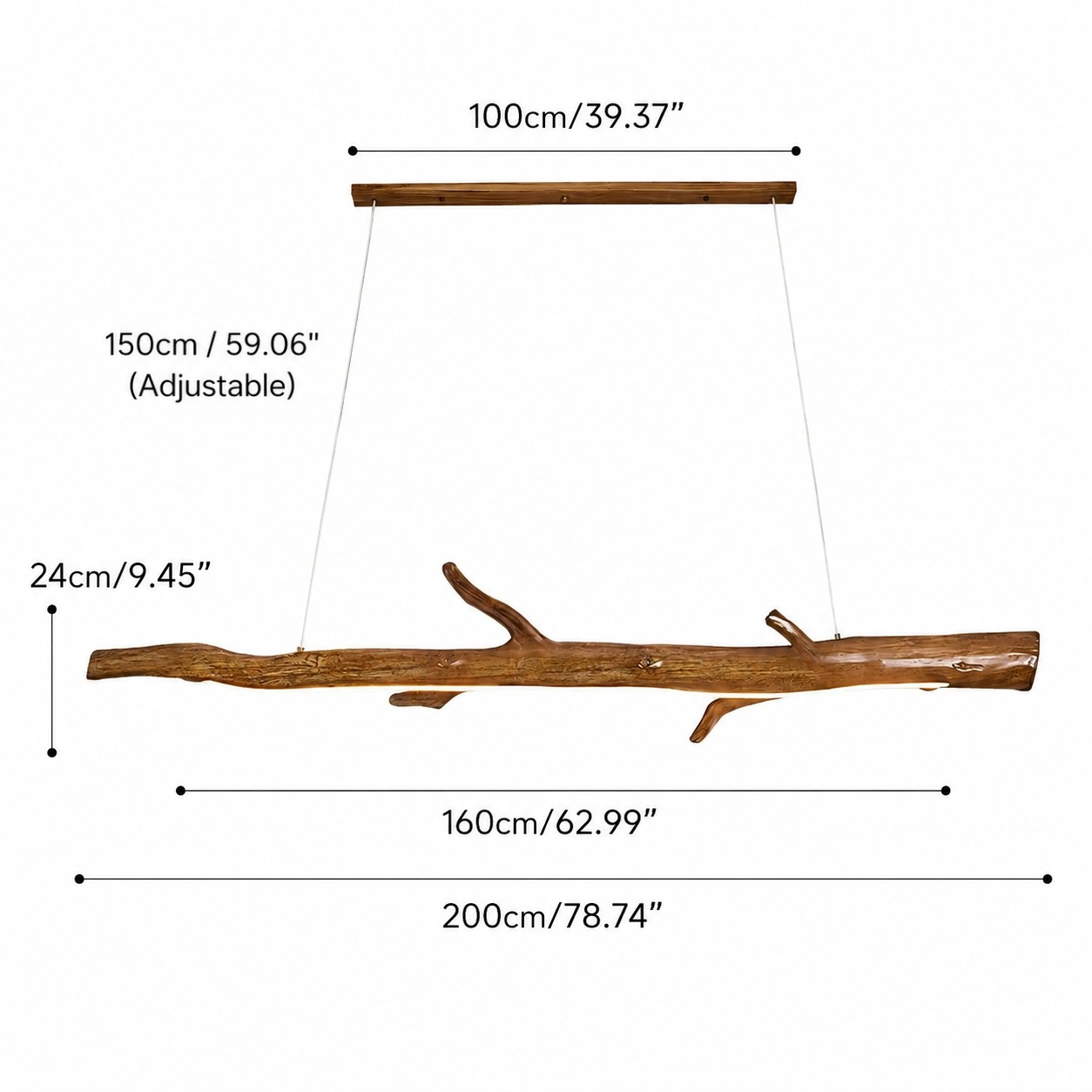 diagrama de tamanho 200 cm