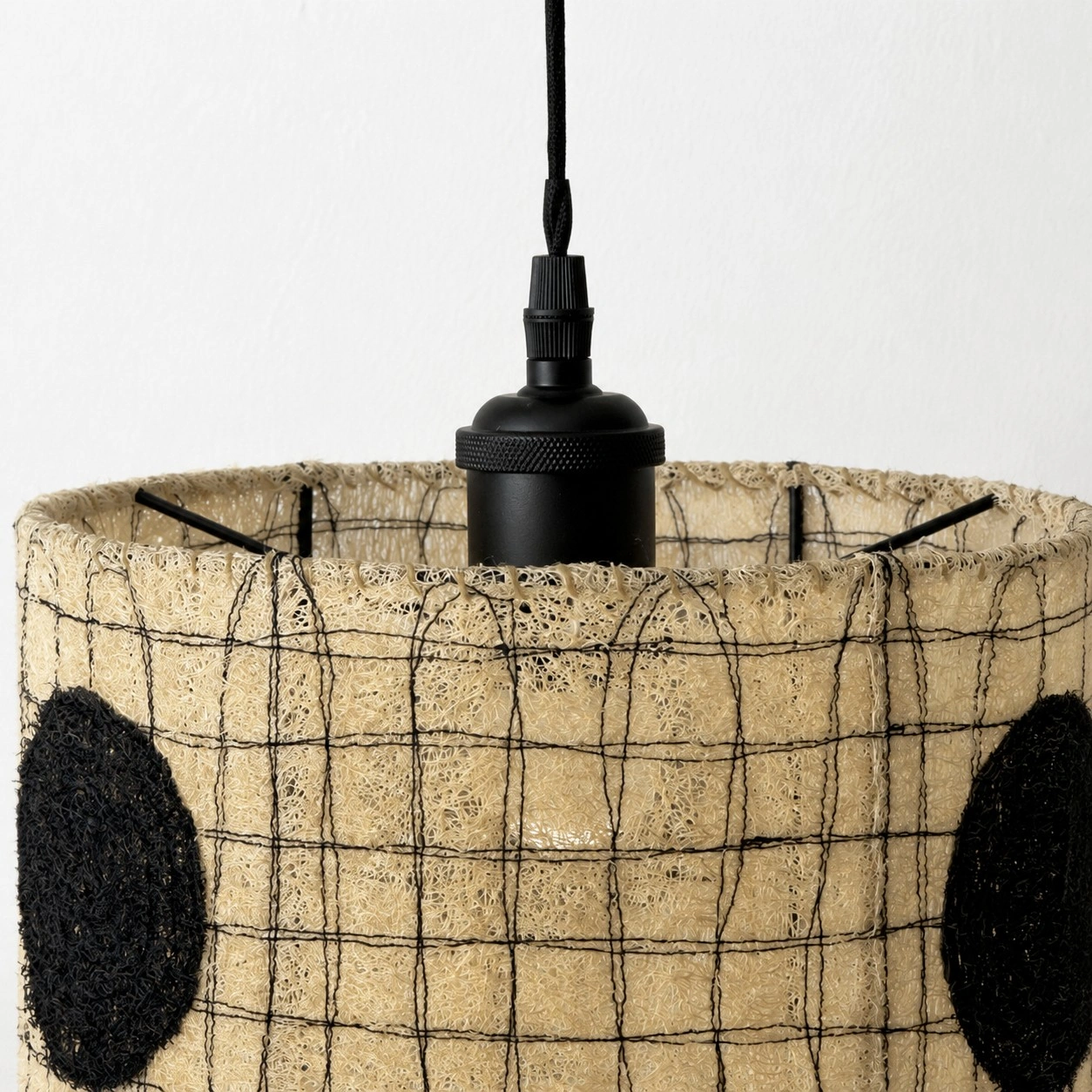 Natural loofah pendant shade weave detail