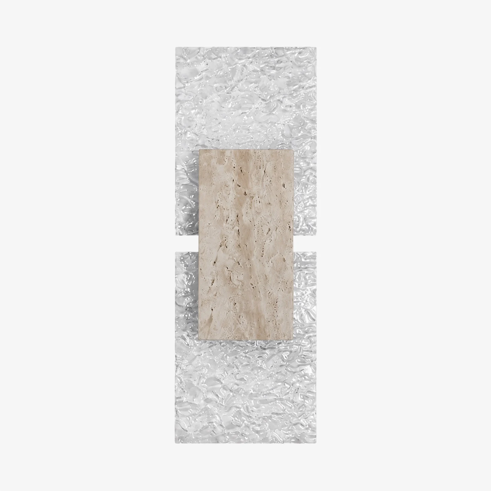 SKU view of the wall lamp in clear color and travertine finish