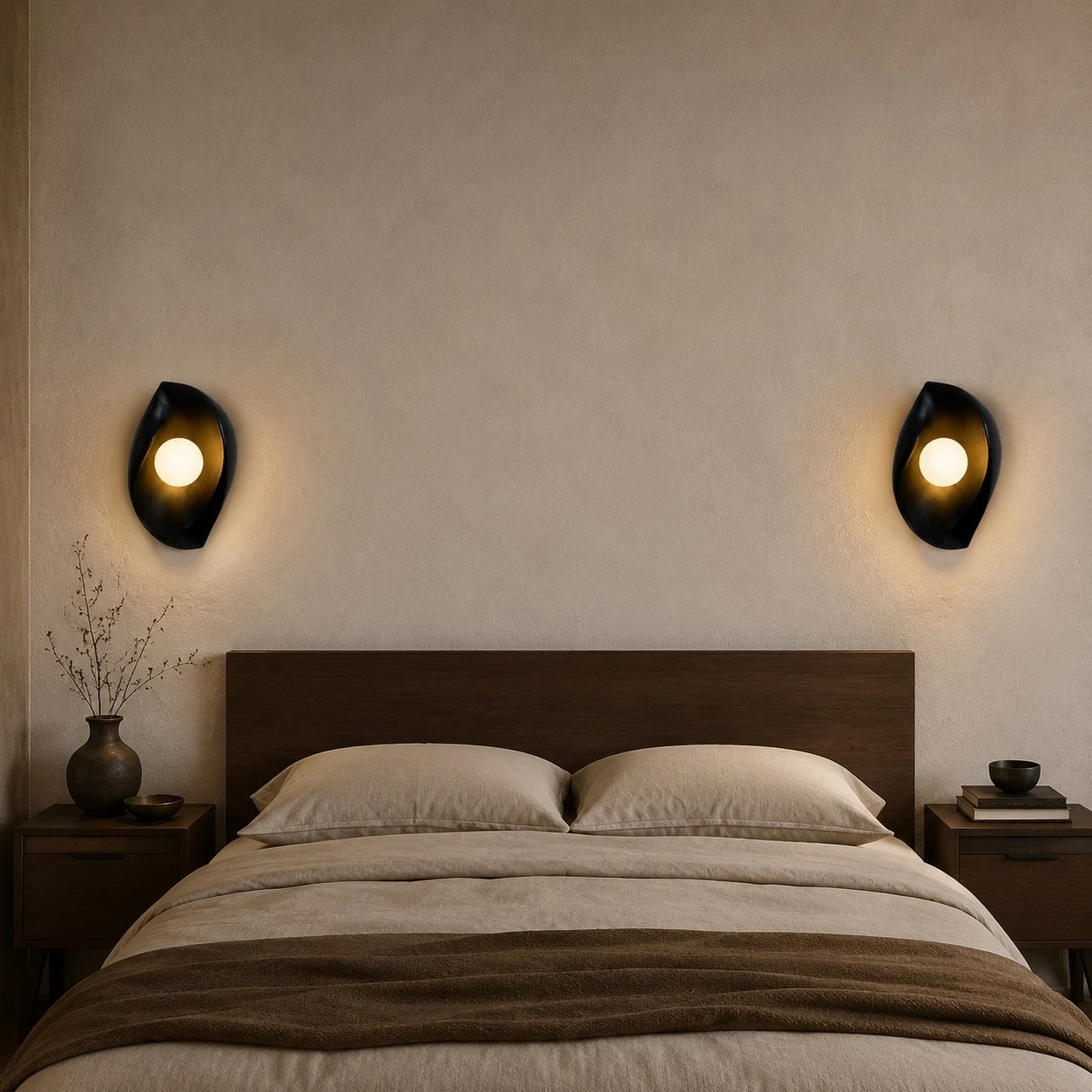 Escena de habitación cuadrada con aplique de pared de resina