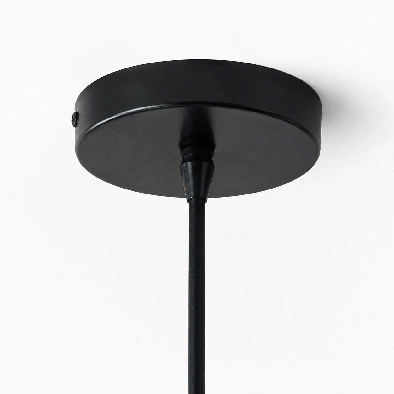Black ceiling canopy and cord hardware detail