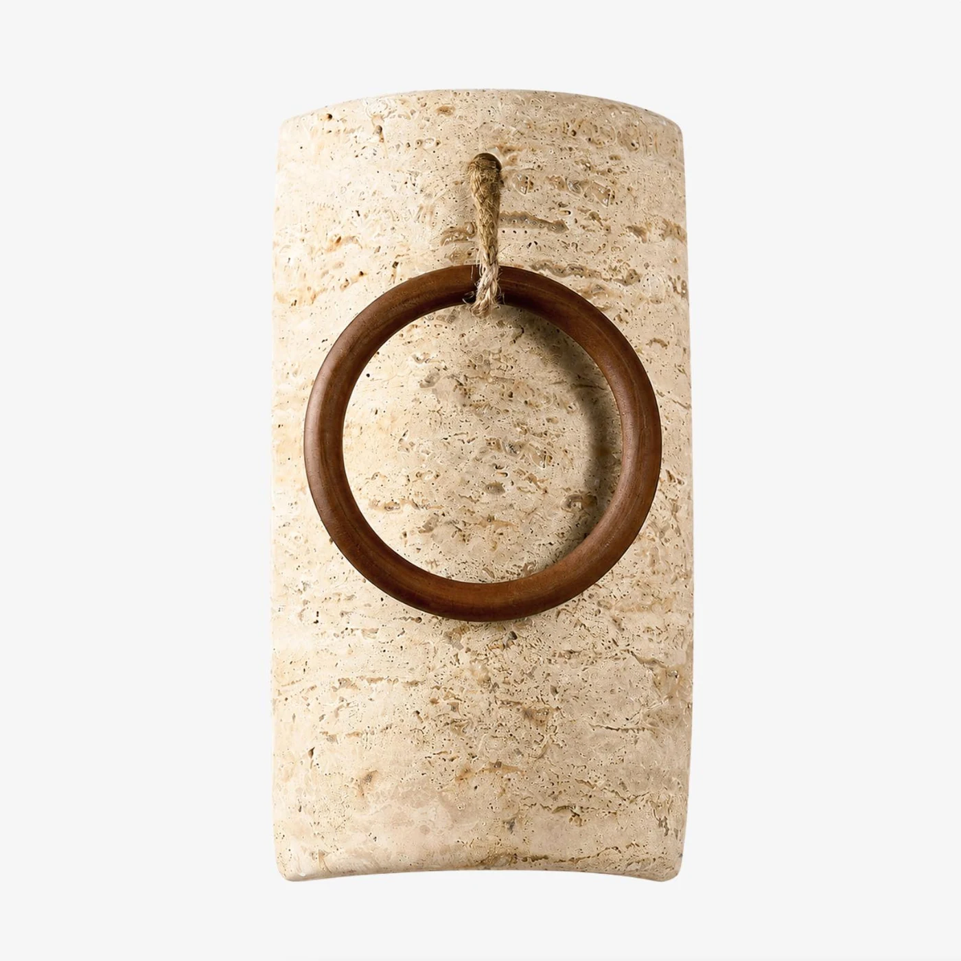 Antique stone wall sconce with wood ring product view