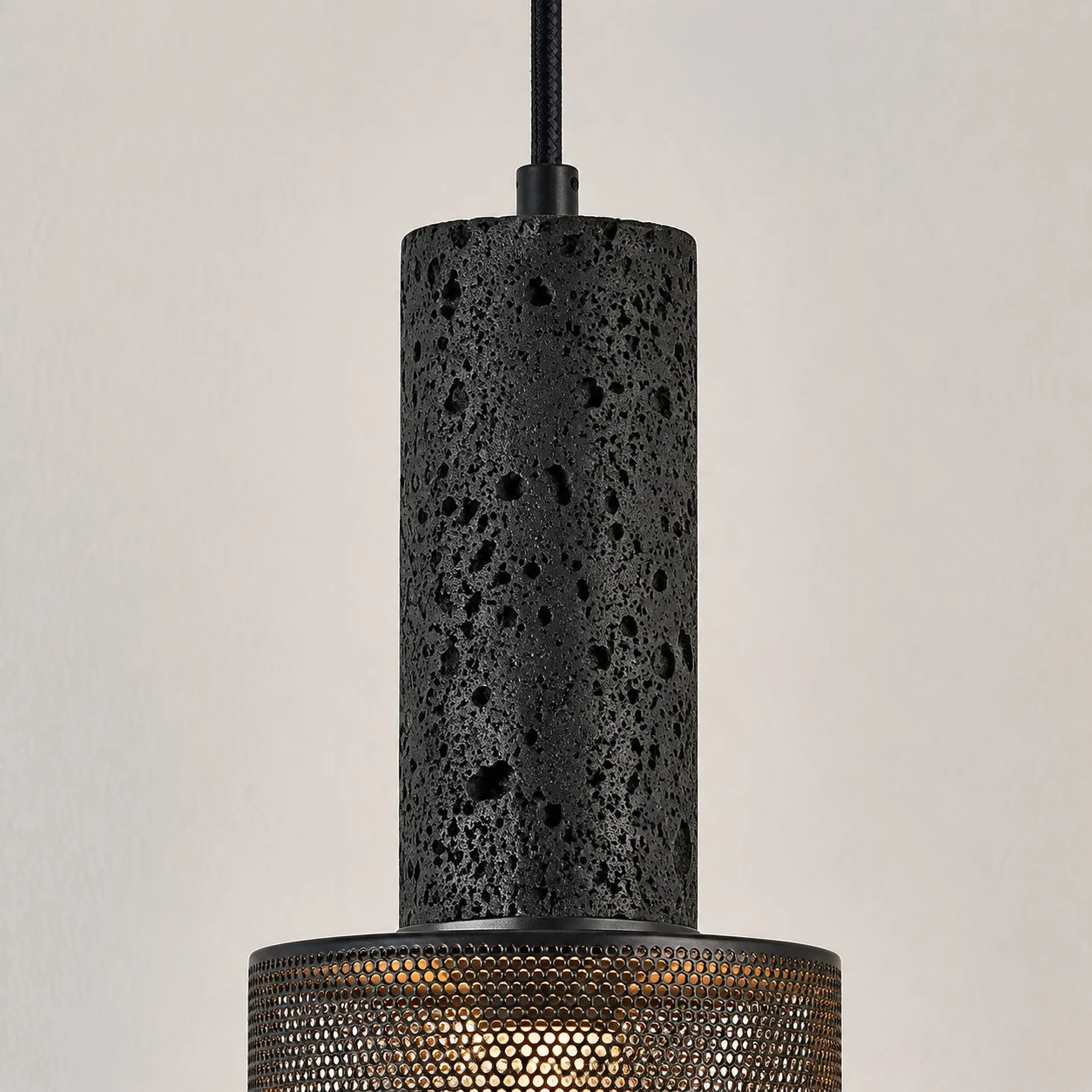 Stone textured pendant connector close up