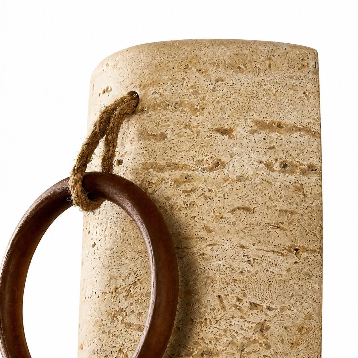 Antique stone wall sconce shade texture and wood ring detail