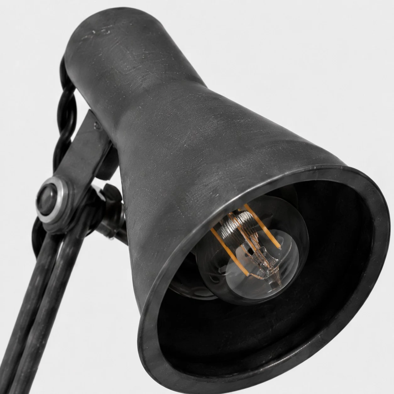Conical metal shade close-up