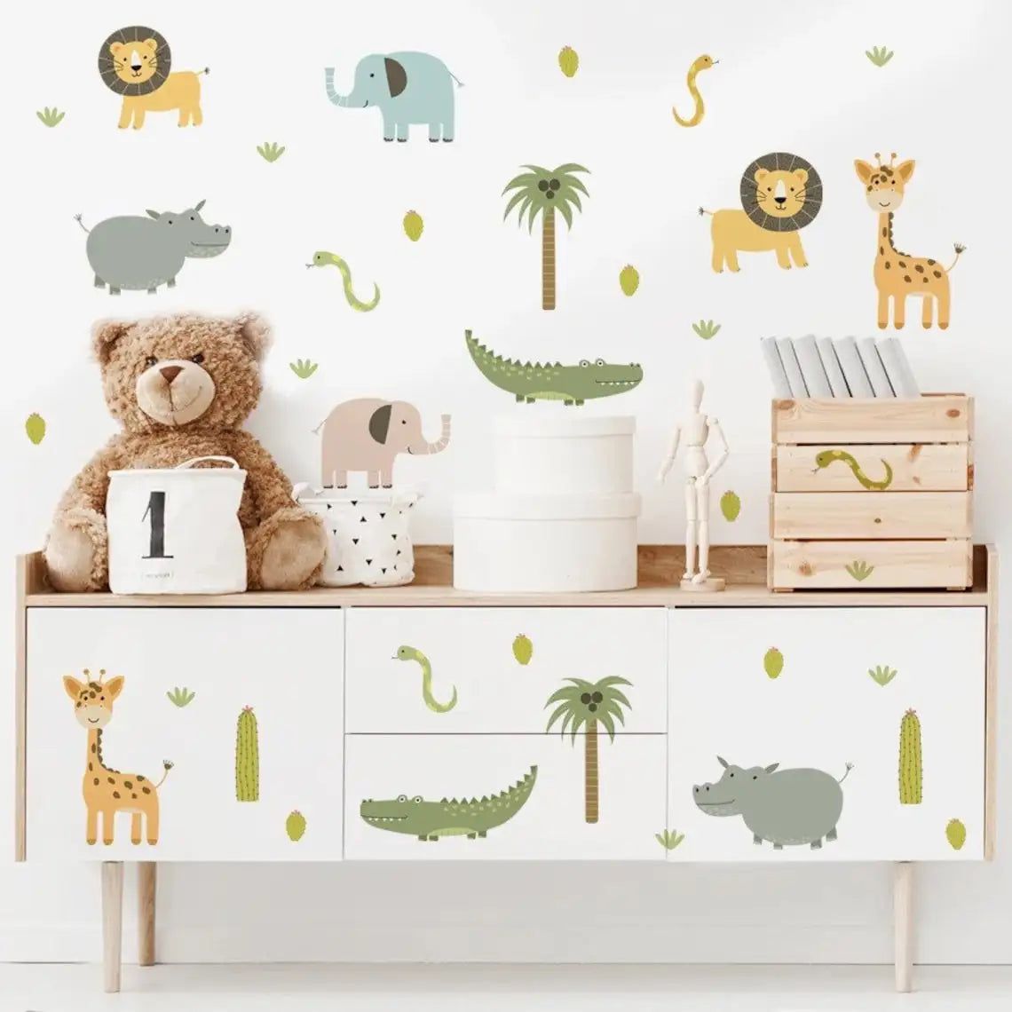 Animal Wall Stickers - Cute Watercolor Nursery Decals for Kids Room