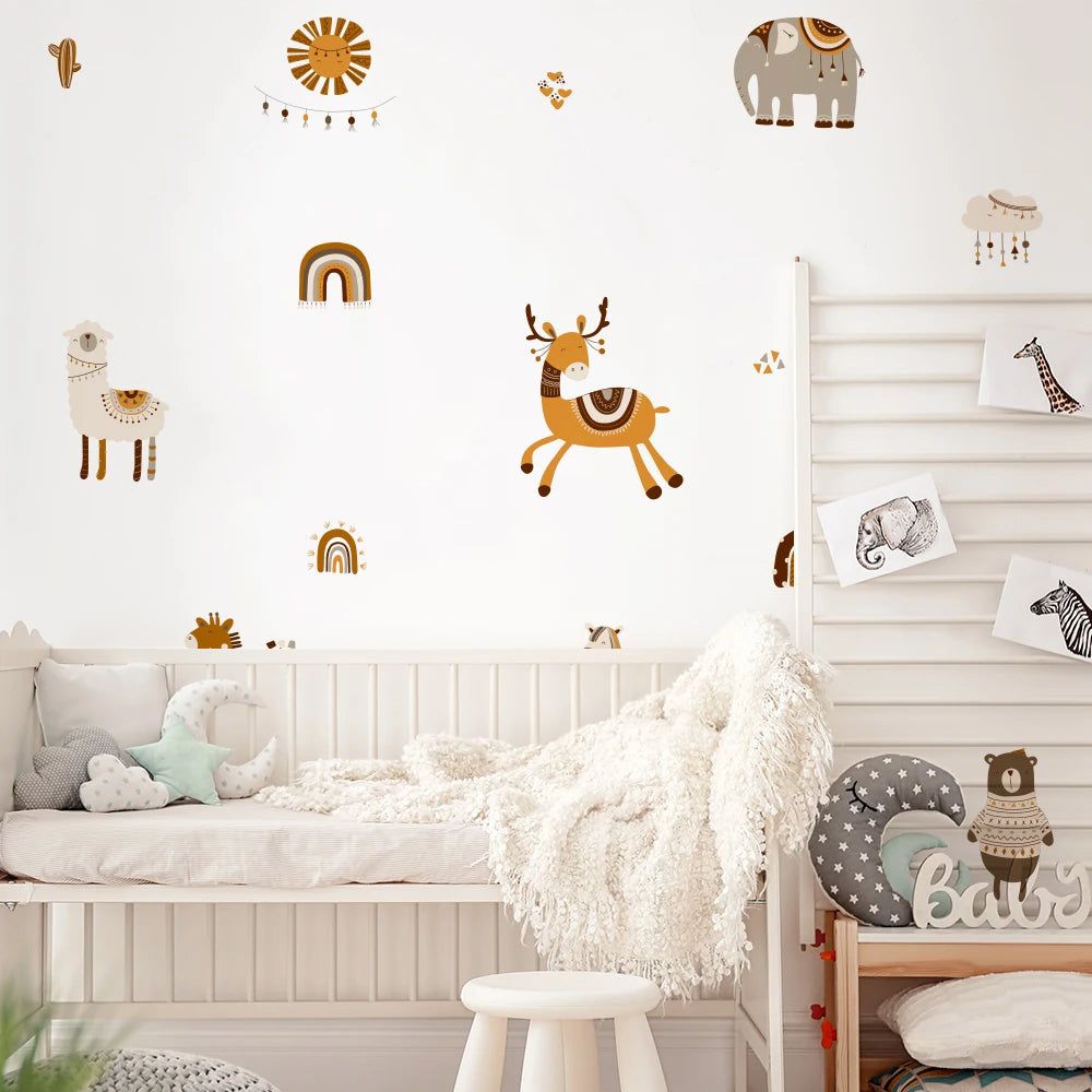 Cartoon Animals Wall Stickers - Removable Nursery Decals for Kids Room