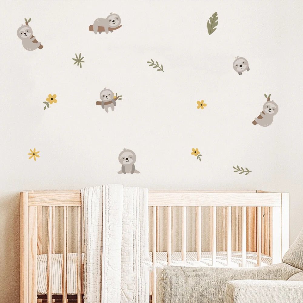 Cartoon Sloth Wall Sticker - Cute & Removable Kids Room Decal