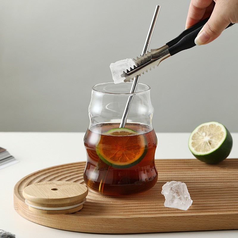 Glass Tumblers Cups With Straw & Lid