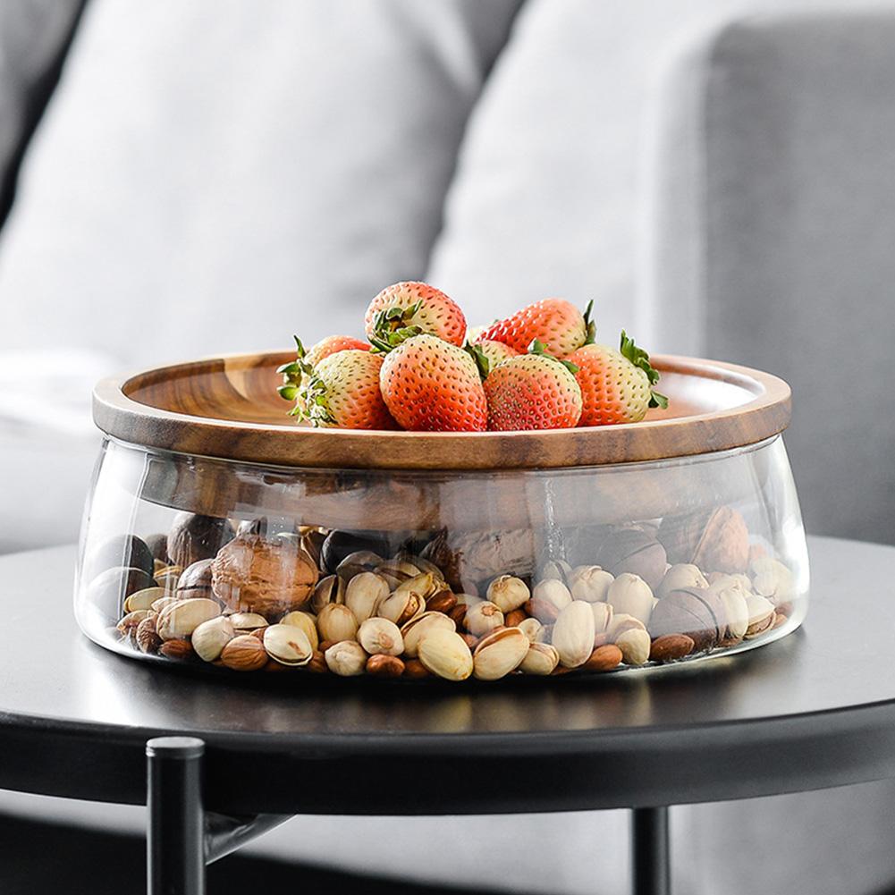 Glass Snack Bowl with Wood Cover