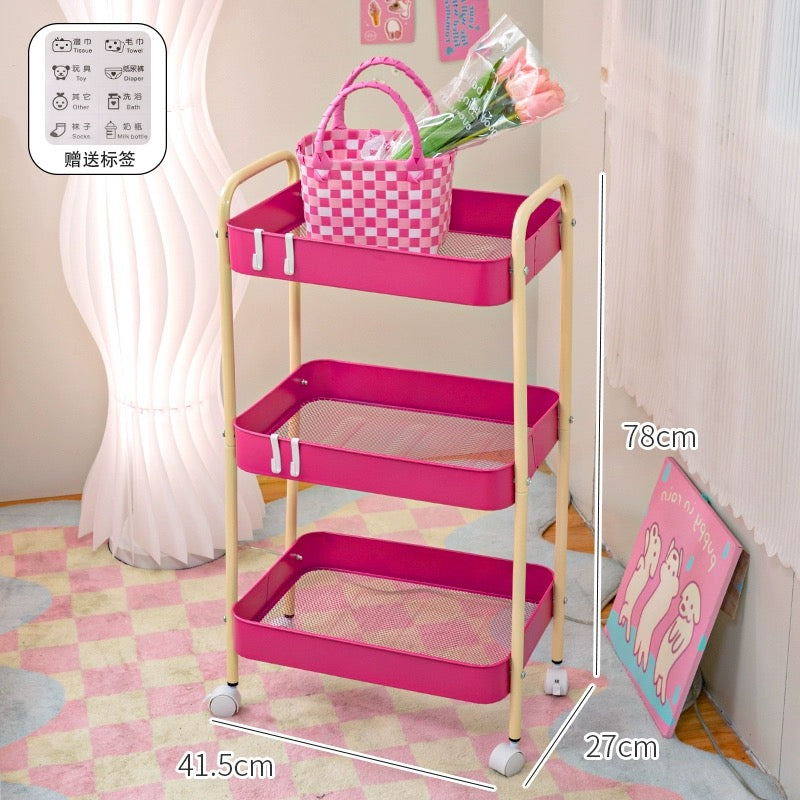 Pink 3-Layer Storage Shelf