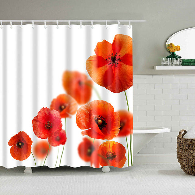 Waterproof Vintage Flower Shower Curtain