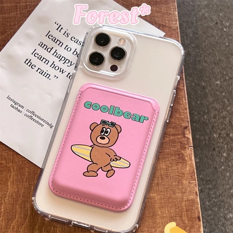 Cartoon Bear Wallet MagSafe Card Holder