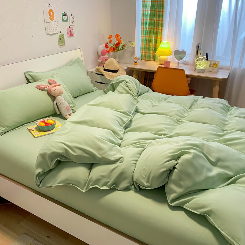Soft Solid Color Duvet Cover & Pillowcase