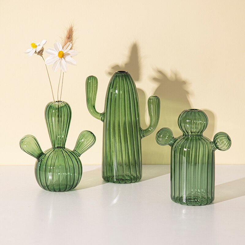 Cactus Shaped Glass Vase